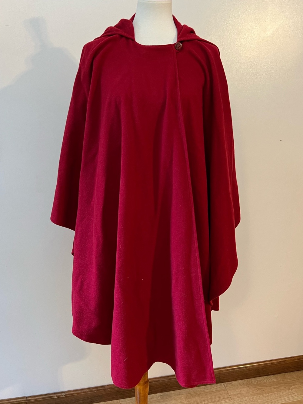 Molina by Jimmy Hourihan Red Hooded Cape Cloak Coat Wool Cashmere Ireland VTG